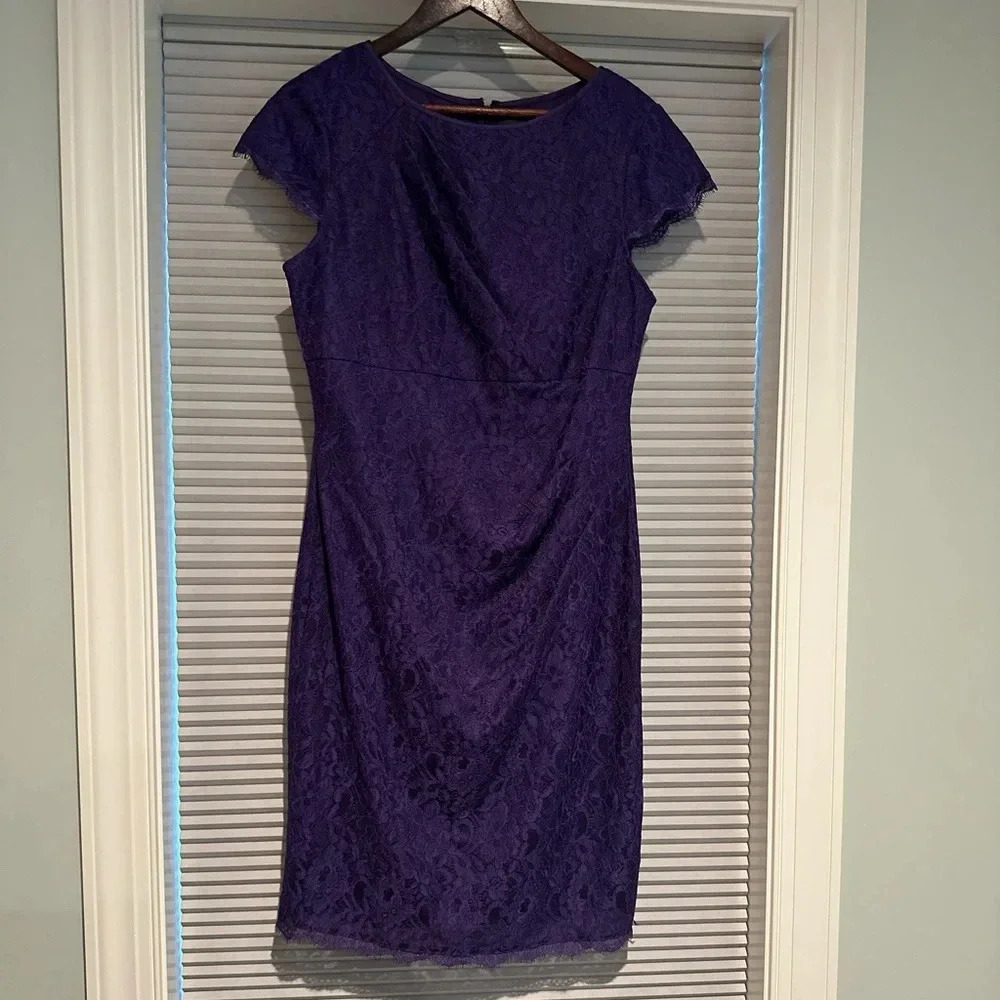 Adrianna Papell purple lace cocktail dress